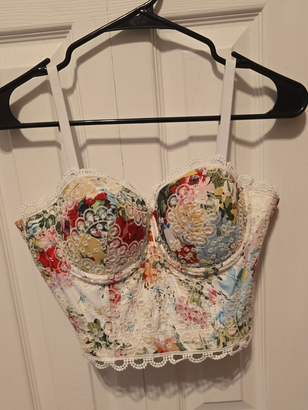 Embroidered Floral Bustier Crop Top in Multicolor